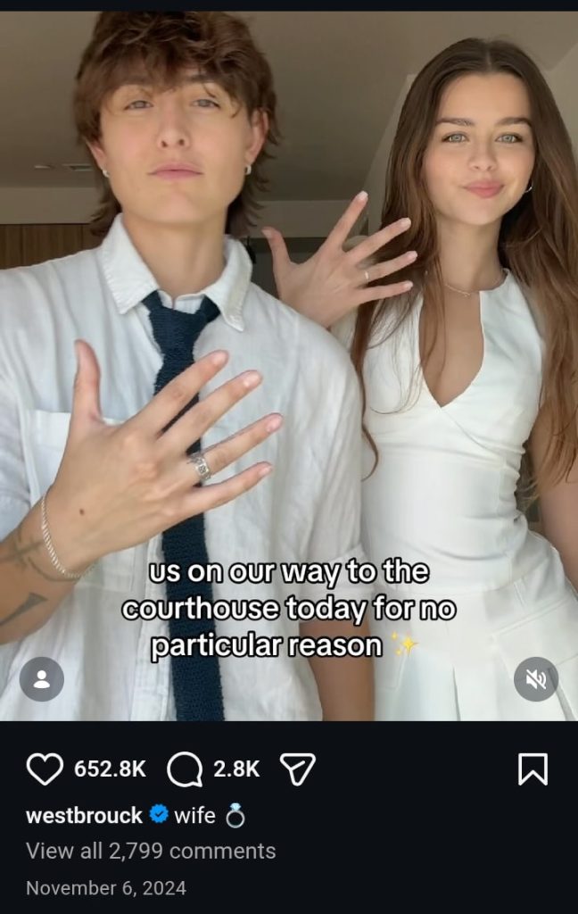 Image - Mattie Westbrouck, is pictured with his wife, Amara Cordova, back on November 6, 2024, when they got married. Image - Mattie Westbrouck, is pictured with his wife, Amara Cordova, back on November 6, 2024, when they got married.