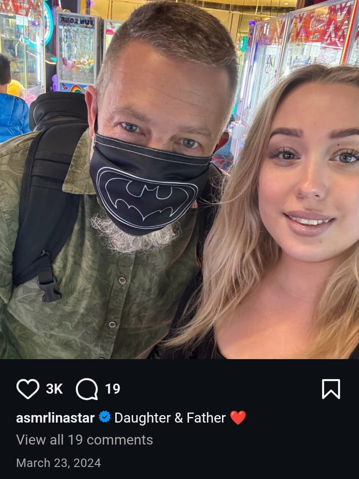 Image - AsmrLinaStar, is pictured with her dad, as shared by her via Instagram, back in March 2024. Image - AsmrLinaStar, is pictured with her dad, as shared by her via Instagram, back in March 2024.