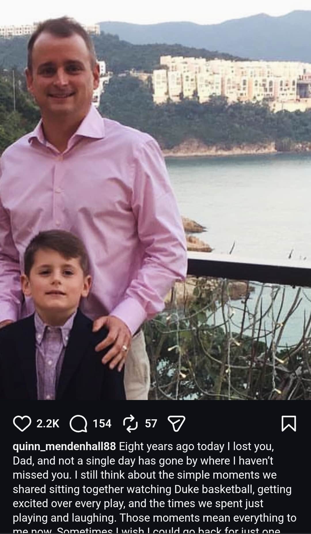 Image - Young Quinn Mendenhall, is pictured with his late dad.