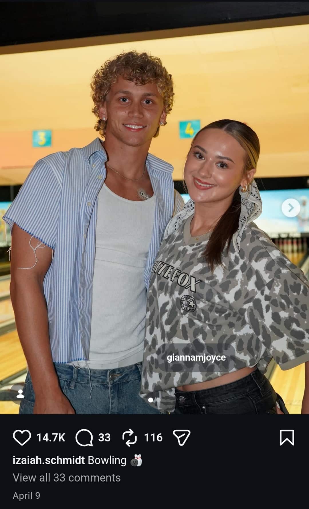 Image - Izaiah Schmidt, is pictured with his girlfriend, Gianna Harner, back in April 2026.