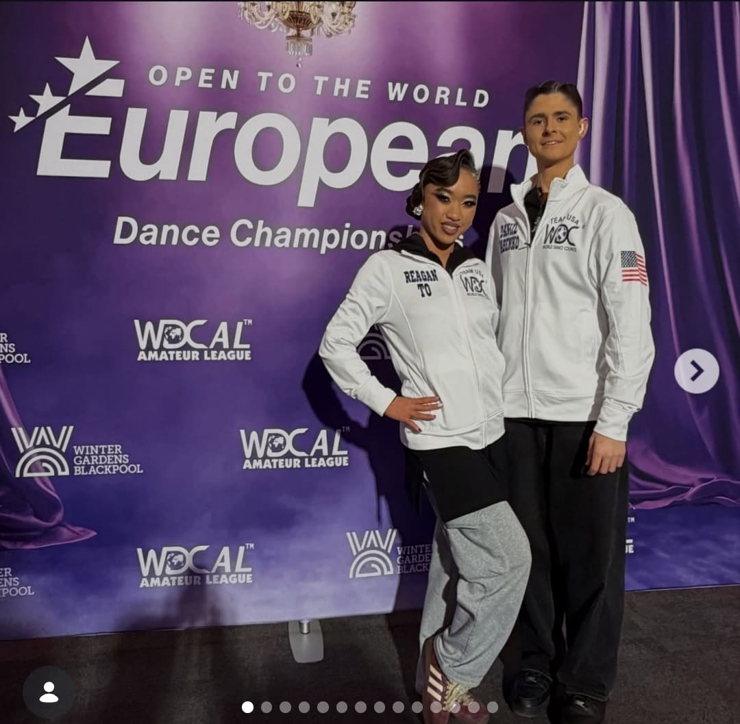 Image - Reagan To, is pictured with his dance partner, Daniil Babenko, on the red carpet at an award show.