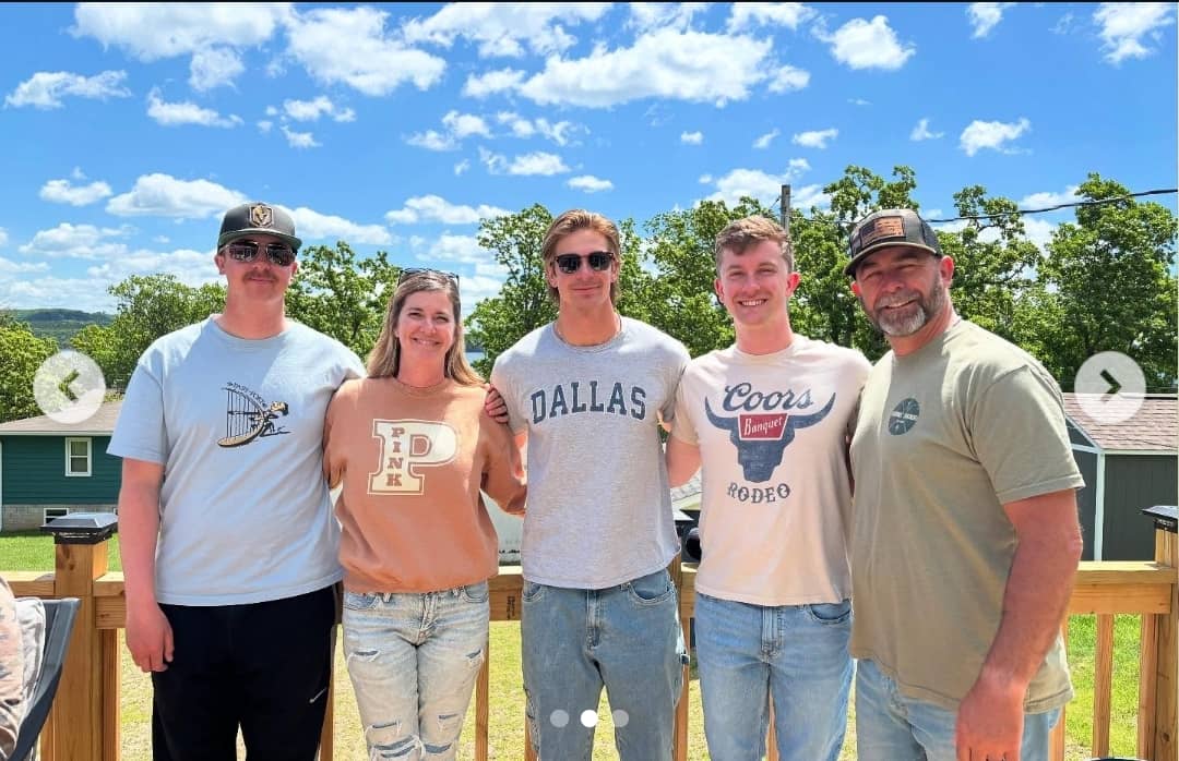 Image - Kristian Ramey, is pictured with his two brothers, Kyle Ramey and Kurt Ramey, and one sister, and his father, Robert Ramey, back in May 2025, in their family house in Missouri.