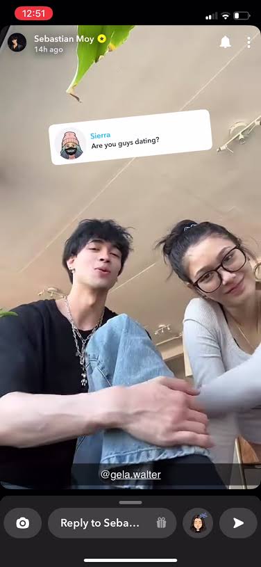 Image - Sebastian Moy, is pictured with his current girlfriend, Gela Walter, back in February 2023.